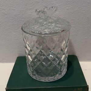 Vintage Clear Glass Butterly Lid Cookie/Candy/Biscuit Jar
